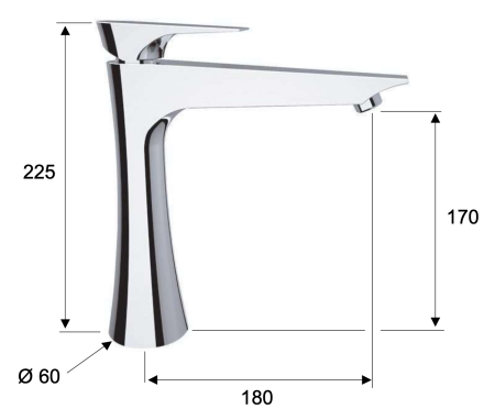 Смеситель для раковины Daniel Diva DV607B15, чёрный матовый