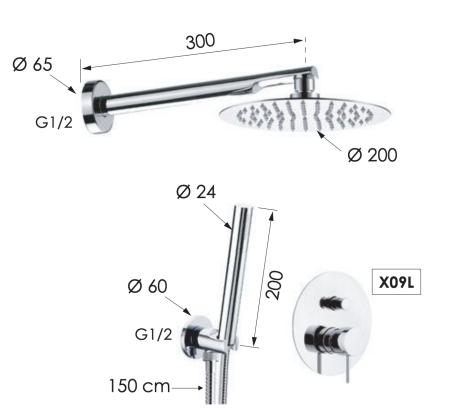 Душевая система Remer X Style X09S02