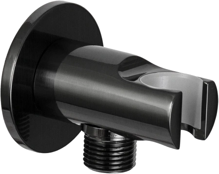 Держатель ручного душа с подключением шланга Remer 337MCFP, черный брашированный хром