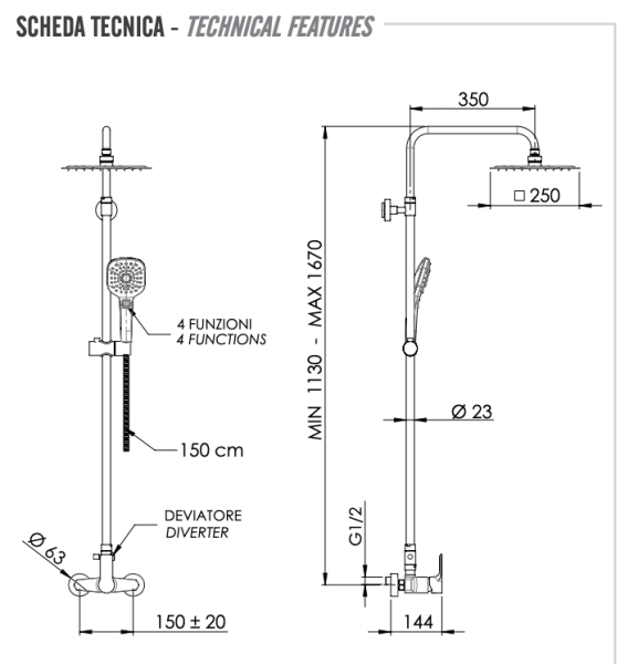 Душевая система Remer Energy EY37A8CPUFD25G