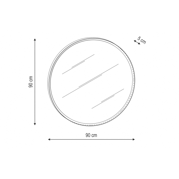 Зеркало 90 см с подсветкой Onsen 20-LD-R90-NE, черный матовый