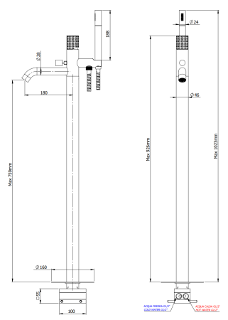 Смеситель для ванны Remer Celebrity CEC08BG, золото брашированное