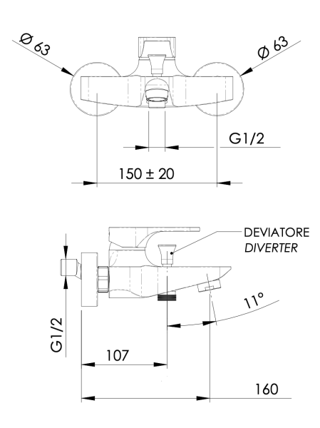Смеситель для ванны Mariani Surf B00212SF