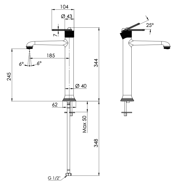 Смеситель для раковины Daniel Brooklyn BY607B15, чёрный матовый