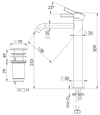 Смеситель для раковины Remer Metrica MC10LXL