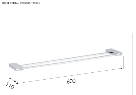 Полотенцедержатель двойной 60 см Remer Flat FT33CR
