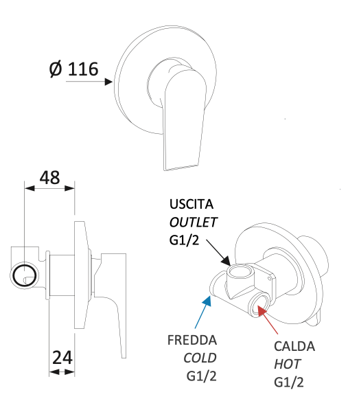Смеситель для душа Mariani Artic В14179AT, черный матовый