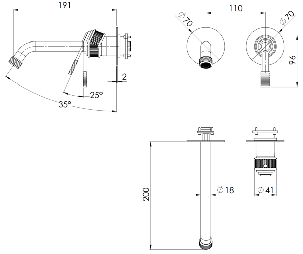 Смеситель для раковины Remer Atelier AL15PLWBBG, золото брашированное