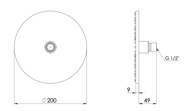Верхний душ с шарнирным соединением 20 см Mariani B22STB0120, золото брашированное