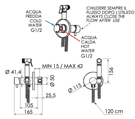 Гигиенический душ со смесителем Remer Minimal N65