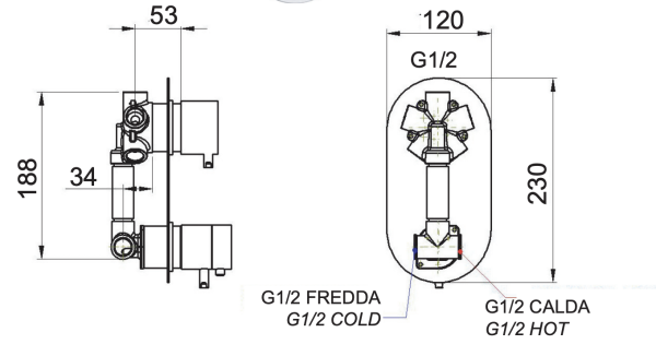 Смеситель термостатический для душа Remer Elegance NT95