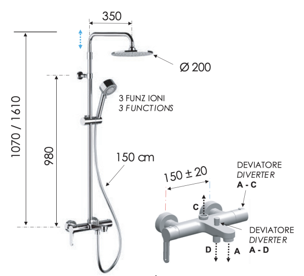 Душевая система с изливом Remer Winner W34AEC20