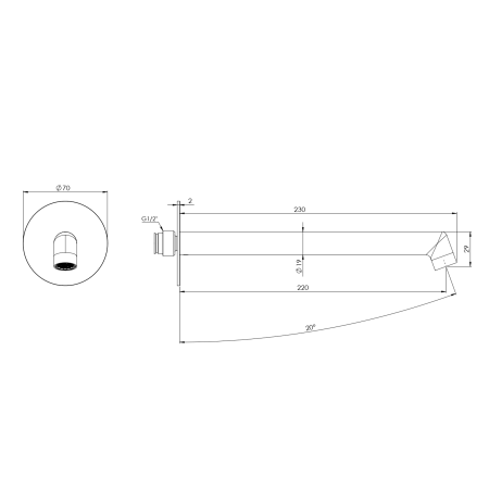 Излив настенный 23 см Daniel Reverso RV4704LGM, оружейная сталь PVD