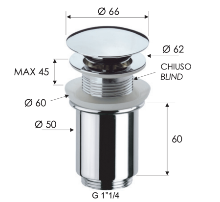 Донный клапан без перелива 1”1/4 Remer 904CC114DO, золото глянцевое