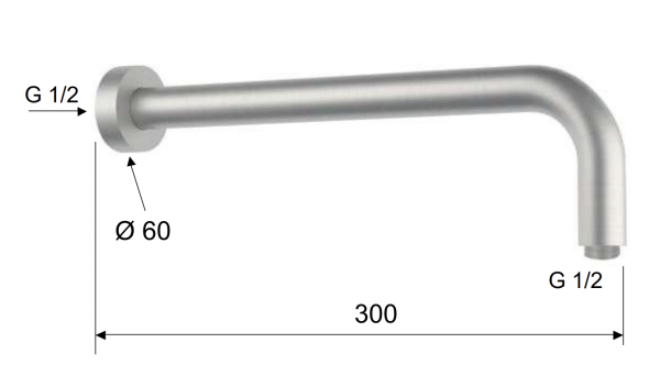 Кронштейн для верхнего душа 30 см Remer INOX SS343L30, нержавеющая сталь