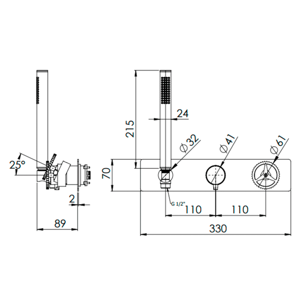 Смеситель для душа Remer Chrono CH97D3WBCFP, черный брашированный хром