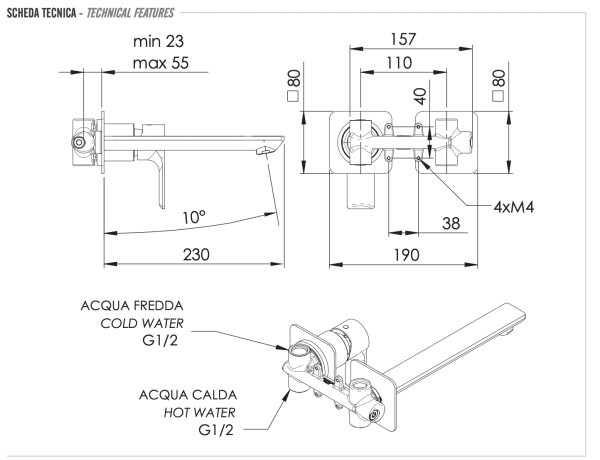 Смеситель для раковины Remer Energy EY15PLBO, белый матовый
