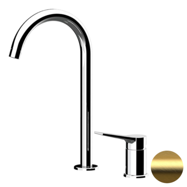 Смеситель для раковины Remer Slash SL57LBG, золото брашированное