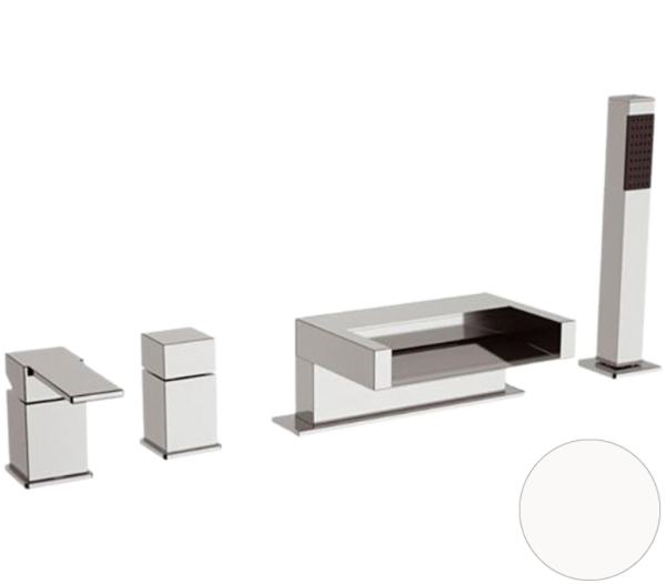 Смеситель для ванны Remer Qubika Cascata QC06BO, белый матовый