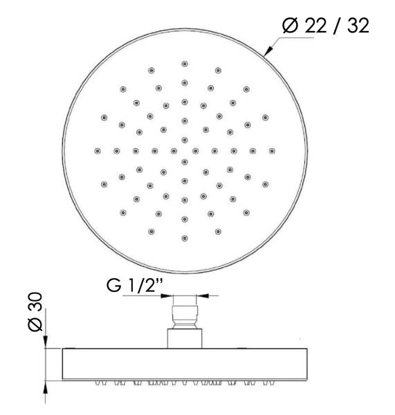 Верхний душ с шарнирным соединением 22 см Daniel A578H3CM22DO, золото глянцевое