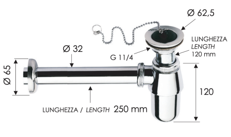 Сифон с выпуском 1”1/4 Remer 973Z114, замак
