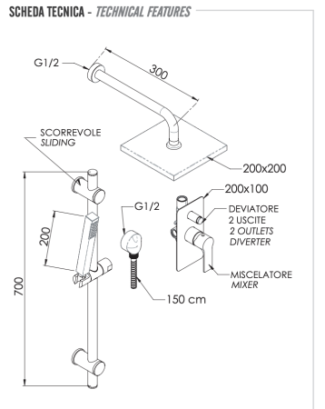 Душевая система Remer Energy EY09LS01O