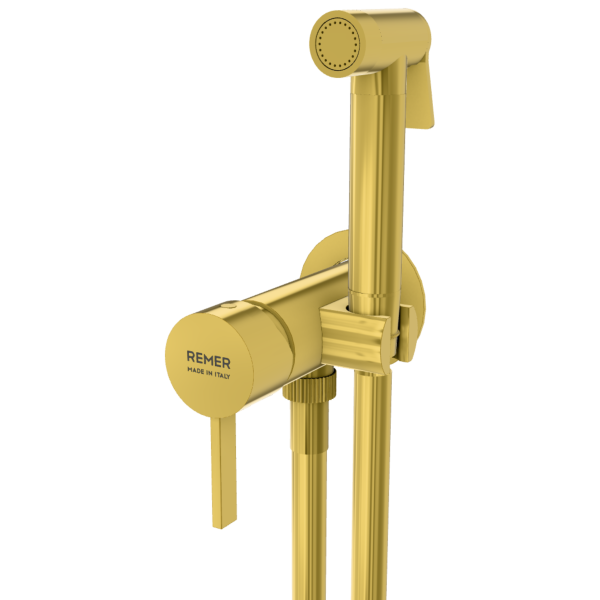 Гигиенический душ со смесителем Remer Metrica MC65OEWBDO, золото глянцевое
