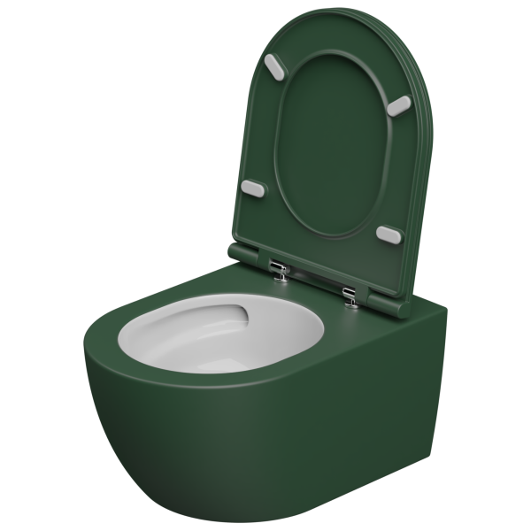 Чаша подвесного унитаза биколор со смывом Eco Clean (торнадо) GSG Ceramic Design Like LKWCSOECBI000/036, White/Smeraldo Matt