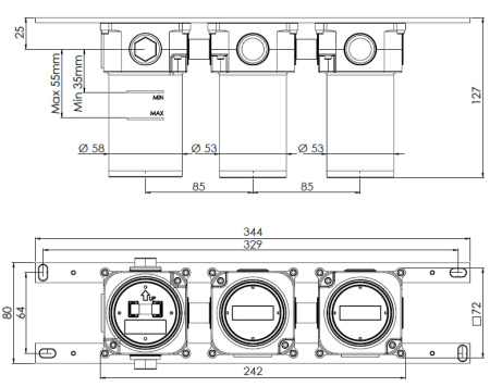 Скрытая часть на 2 выхода Remer WBOX98D2