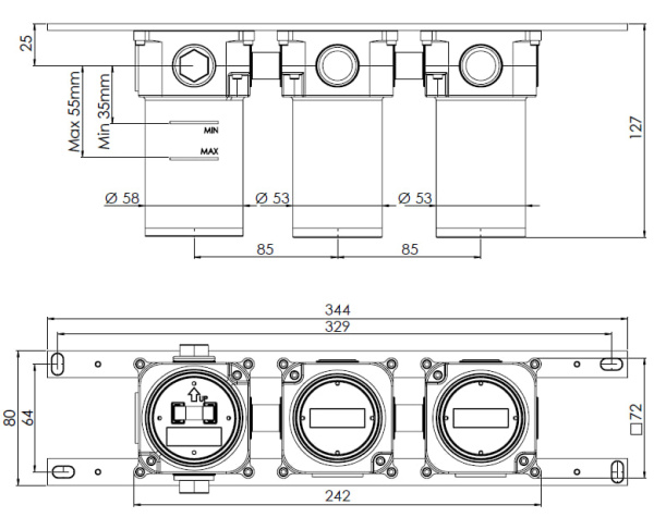 Скрытая часть на 2 выхода Remer WBOX98D2