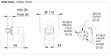 Смеситель для душа Remer X Style X30LRP, медь брашированная