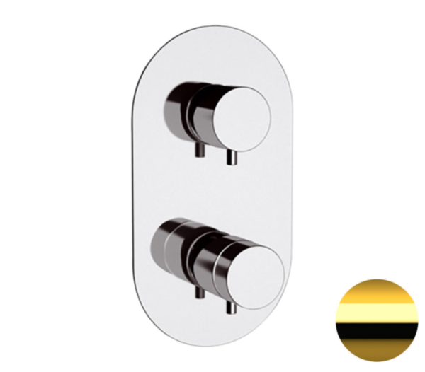 Смеситель термостатический для душа Remer Elegance NT93DO, золото глянцевое