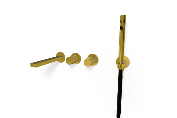 Смеситель для ванны Remer Ottagono ON53D2PWBGP, золото глянцевое PVD