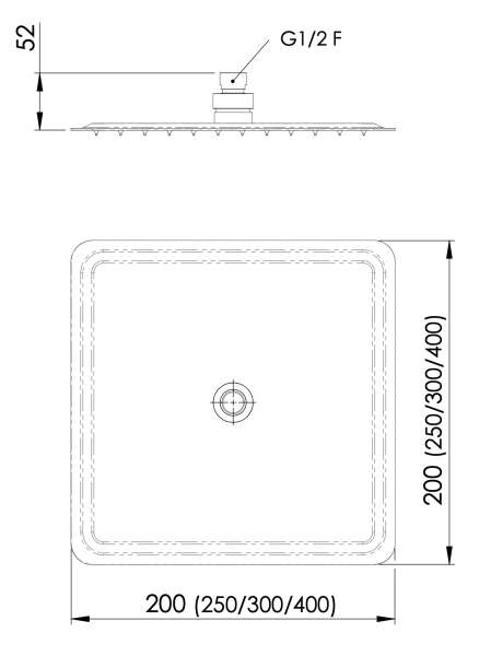 Верхний душ с шарнирным соединением 25 см Daniel A577CM25