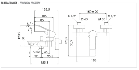 Смеситель для ванны Remer Energy EY05