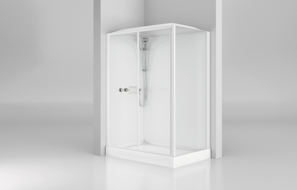 Душевая кабина 120х80x226 см, Standard с крышей, термостат, стекла прозрачные, цвет белый глянцевый Novellini Media Glass CM01R2P120TF-1AA