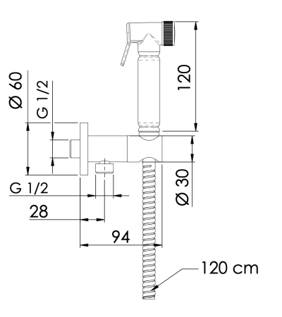 Гигиенический комплект с запорным вентилем Remer 338M332OL