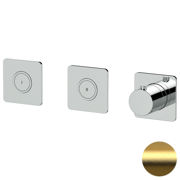 Смеситель термостатический для душа Remer X Style X99QD2PKBBG, золото брашированное