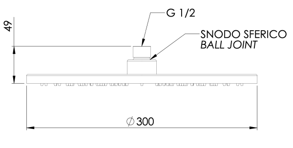 Верхний душ с шарнирным соединением 30 см Daniel A594CM3015, черный матовый