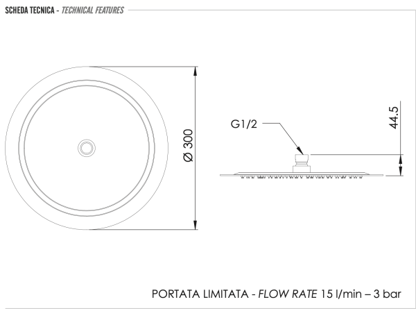 Верхний душ с шарнирным соединением 30 см Remer 357UFM30BOX, белый матовый