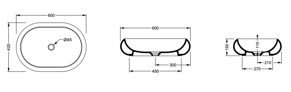 Раковина накладная 60x42 см GSG Ceramic Design Petra PELAV60031, Salvia Matt