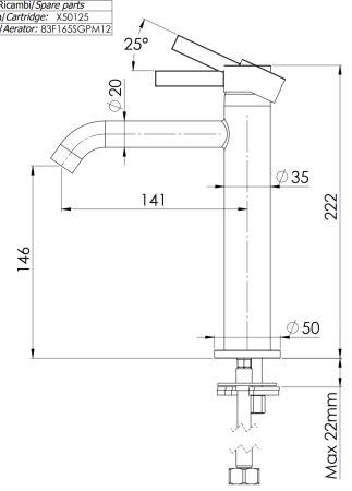 Смеситель для раковины Remer Metrica MC12A