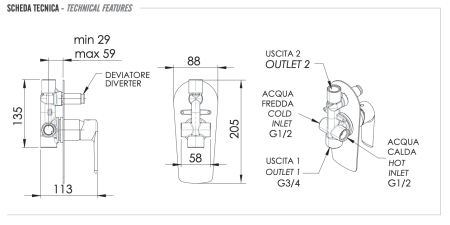 Смеситель для душа Remer Vanity V09