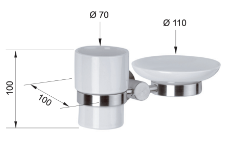 Стакан с мыльницей Remer Minimal INOX Mi17INOXCR, нержавеющая сталь
