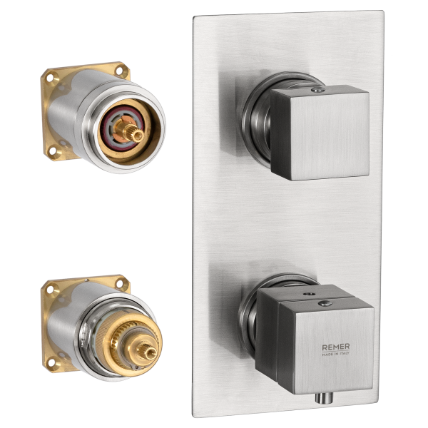 Смеситель термостатический для душа Remer Q-Elegance QT92KBNP, никель брашированный