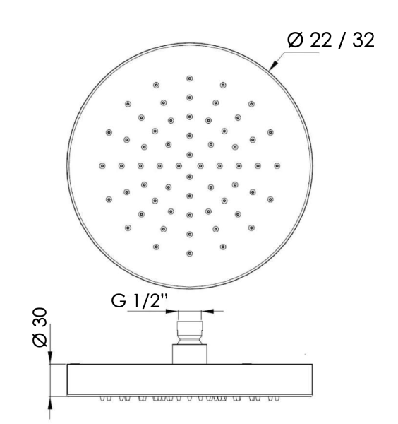 Верхний душ с шарнирным соединением 32 см Daniel A578H3CM32DO, золото глянцевое