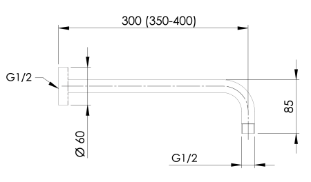 Кронштейн для верхнего душа 30 см Mariani B14BDL0530, черный матовый