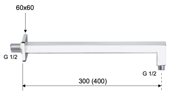 Кронштейн для верхнего душа 30 см Remer 348S30CFP, черный брашированный хром