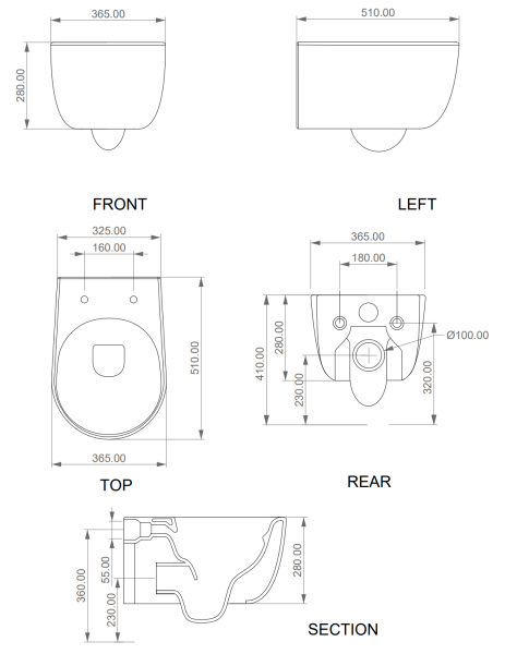 Чаша подвесного унитаза со смывом Smart Clean GSG Ceramic Design Hit! HIWCSO031, Salvia Matt