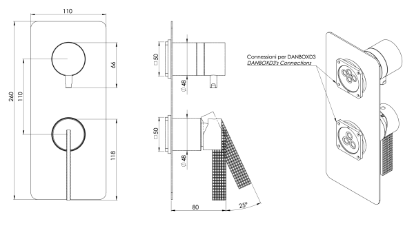 Смеситель для душа Daniel Club ANC612D3KBRP, медь брашированная
